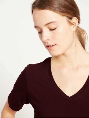 Universal standard V Rex tee black cherry V neck maroon XL 26 28